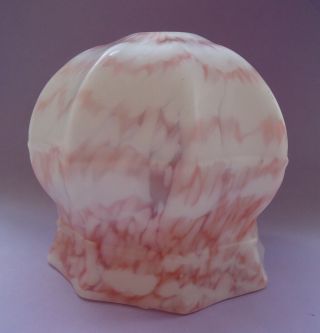 Vintage Art Deco Opaque Glass Lampshade Delicate Pink And White Marbled Effect