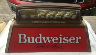 Vintage Budweiser Clydesdale Horse Team Pool Table Light 1980 