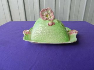 Butter Dish Shorter And Son Wild Rose Hand Painted Art Deco Vintage