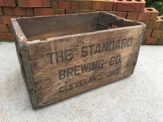 Vintage Wooden Beer Crate Standard Brewing Company Cleveland Ohio Wood Box