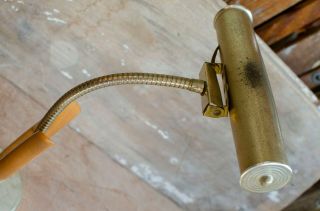 Mid Century Modern Brass Desk / Table Lamp wood accents.  MCM table lamp desk 3