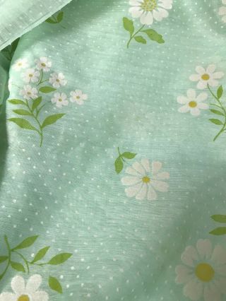 Vintage Green Sheer Flocked Daisy 4 Yards Fabric Flower Floral Dotted Swiss 2