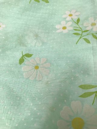 Vintage Green Sheer Flocked Daisy 4 Yards Fabric Flower Floral Dotted Swiss 3