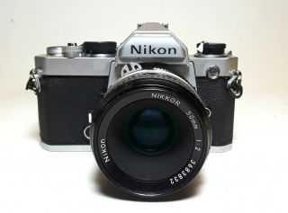 Vintage Nikon Fm 35mm Film Camera W Nikkor F2 50mm Lens