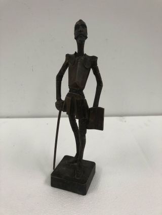 Vintage Mid Century Modern Carved Wood Statue Ouro Artensania Don Quixote Spain