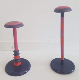 Tall 2 Vintage Turned Wood Hat/stand Wooden Shop Display 17.  32/15.  16 Inch