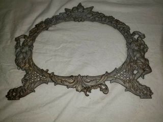 Antique Victorian Art Nouveau Brass Cherub Vanity Easel Frame No Mirror 1 - 20
