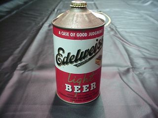Schoenhofen Edelweiss Light Beer Quart Cone Top Can Case Chicago - Sharp -