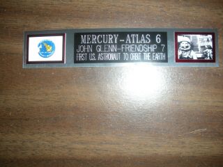Mercury - Atlas 6 (nasa) Engraved Nameplate For Photo/display