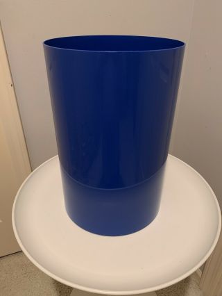 Kartell Vtg Mid Century Modern Blue Plastic Waste Basket Trash Can
