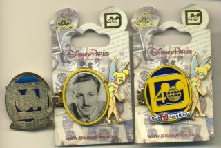6439 Disney 40 Years Wdw Pin Tinker Bell On Front Walt Inside