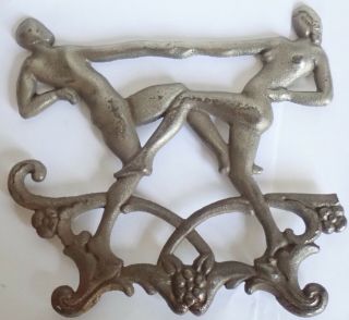 Antique Art Deco Cast Metal Dancing Nude Male Female Decorative Element