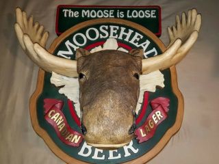 Vintage Moosehead Canadian Beer Lager 3 - D Big Sign Man Cave Rare