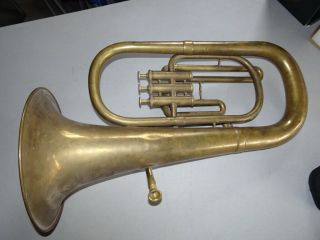 Vintage Carl Fischer York Baritone Horn,  Engraved,  Height 24 ",  Bell 10 "
