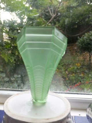 Antique Art Deco Green Glass Wall Pocket Vase Perfect Jazz Age Piece