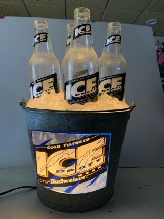 Rare Budweiser Bud Ice Draft Beer Lamp Light Bar Mancave Electric Great