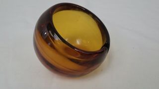Vintage Viking Glass Epic Amber Ball Ashtray & Lighter Mid Century Modern 2