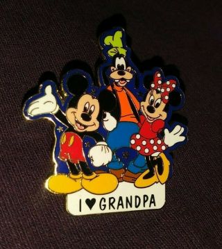Wdw Walt Disney World I Love Grandpa Mickey Minnie Mouse Goofy Pin Authentic