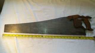 Vintage Henry Disston & Sons No.  D8 Thumbhole Ripsaw Hand Saw 26 " 5 Point