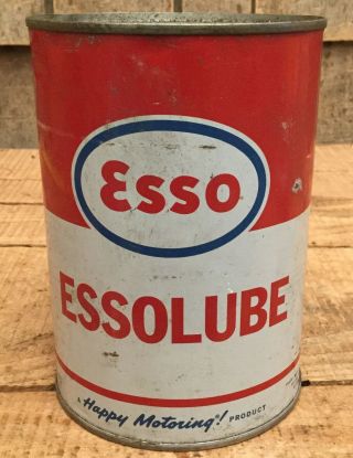 Vintage Nos Esso Lube Motor Oil Tin Can Gas Service Station.