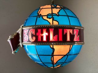 1976 Vintage Schlitz Large World Globe Wall Bar Light Beer Sign Trade Pure Mark