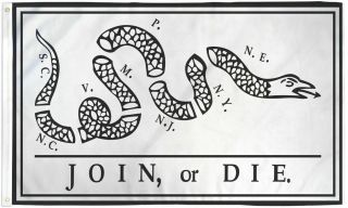 Join Or Die Flag Revolutionary War Banner Benjamin Franklin Snake Pennant 3x5 Ft