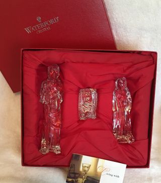 Vintage Waterford Irish Crystal 3 Pc Holy Family Nativity Set/ Box $250