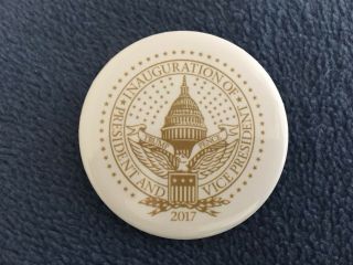 2017 Donald Trump & Mike Pence (authentic) Inauguration Day (white) Pin Button