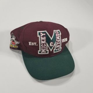 Vtg 90s Mickey Mouse Baseball Hat Cap Snapback Green Purple Snapback Spell Out