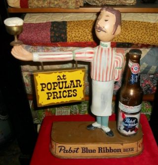 Vintage Metal Pabst Blue Ribbon Beer Bartender Counter Display