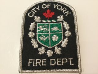City Of York Fire Department Shoulder Patch - Old Toronto,  Pre 1998,  Ontario,  Canada