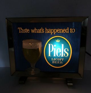 Vintage Piels Beer Sign Light Back Bar Lighted Display 1961 Brewery Pub Man Cave 2
