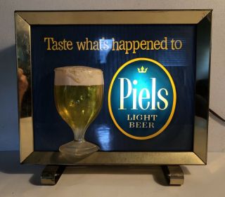 Vintage Piels Beer Sign Light Back Bar Lighted Display 1961 Brewery Pub Man Cave 3