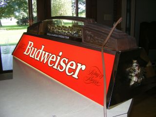 Vintage Budweiser Beer Sign Light Bar Pool Table Room Clydesdale Horses