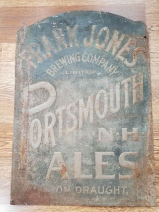 Rare Pre Prohibition Frank Jones Portsmouth Ale Beer Tin Sign Hampshire Nh
