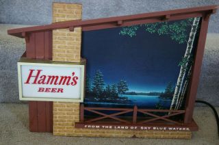 Hamms Beer Starry Skies Light Up Motion Sign Vintage 1960s Pilsner Glass Version