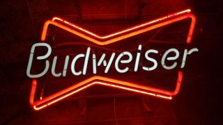 Vintage Budweiser Beer Bow Tie Neon Advertising Bar Sign Everbrite