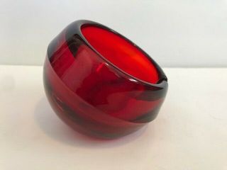 Red glass orb ashtray Viking? Mid Century Modern MCM vintage ruby round ash tray 3