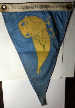 Vintage Military Felt Pennant 14 " Wwii Navy Count - Down Charlie Bomb Whale