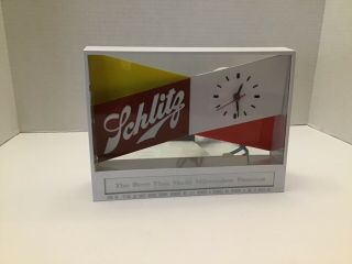 Vintage 1955 Schlitz Beer Cash Register Clock Bar Light Sign - Box