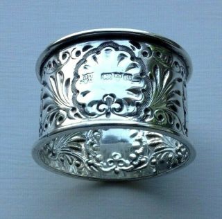 Antique Sterling Silver Arts and Crafts Napkin Ring James Deakin Chester 1901 3