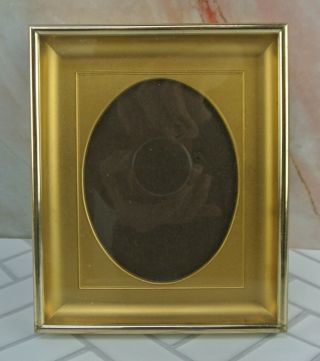 Vintage Shadow Metal Picture Frame With Oval Mat Opening 5 - 3/4 " By 4 - 7/8 "