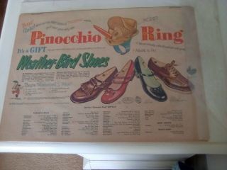 Vintage Newspaper Ad Weather Bird Shoes With Disneys Pinocchio Rings