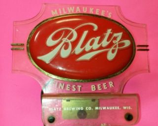 Blatz Beer Sign Lighted Back Bar Cash Register Topper Light Double Sided