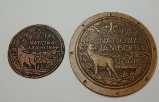 1969 Bsa Idaho National Jamboree Two Leather Patch Set