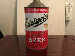 Edelweiss Beer (207 - 13) Empty Quart Size Cone Top Beer Can,  Chicago,  Il