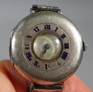 Vintage Swiss Made Silver Cased Half Hunter Wristwatch Import Marks For 1927