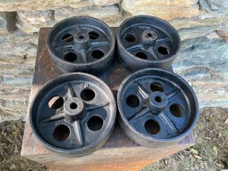 Set Of 4 Vintage Cast Iron Cart Wheels Hit And Miss