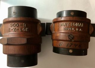 2 Vintage Walnut Wood Foundry Pattern Molds E - Z - Lock National Dover Jersey