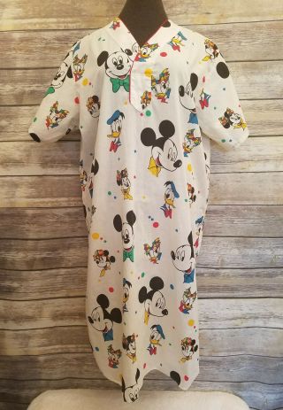 Vintage Mickey Mouse Usa Character Print Nightgown Sleep Shirt Sleepwear S/m